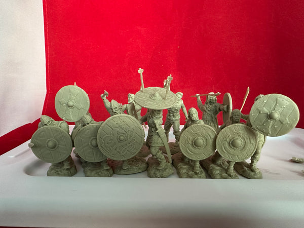 Einar & Vikings   TRI COLOR SPECIAL 3 SETS/ 33 FIGURES (1 EACH TAN, GRAY/GREEN & BROWN)) + 14 OF OUR WAR LORD FRISIANS