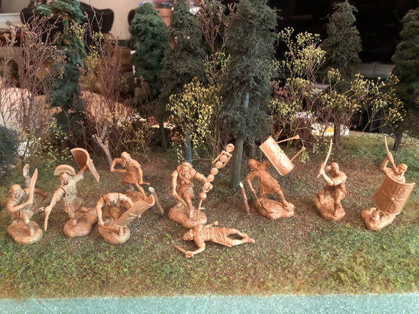 ROMAN ARMY SET #2 BRONZE / GOLD PLASTIC 9 FIGURES PLUS LOADS OF ALTERNATE PARTS