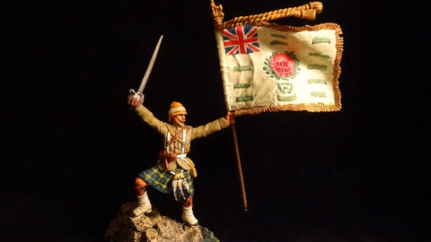 NWF 010 REGIMENTAL COLOURS GORDON HIGHLANDER OFFICER LEADING ATTACK
